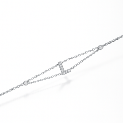 Letter Bracelet “L” – 18K White Gold