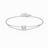 0.15ct - Letter Bracelet “M” – 18K White Gold
