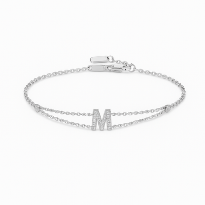 Letter Bracelet “M” – 18K White Gold