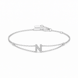 0.11ct - Letter Bracelet “N” – 18K White Gold