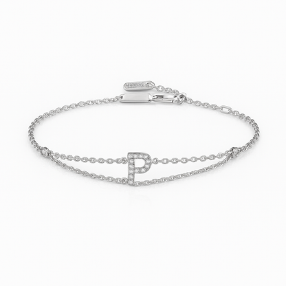 Letter Bracelet “P” – 18K White Gold