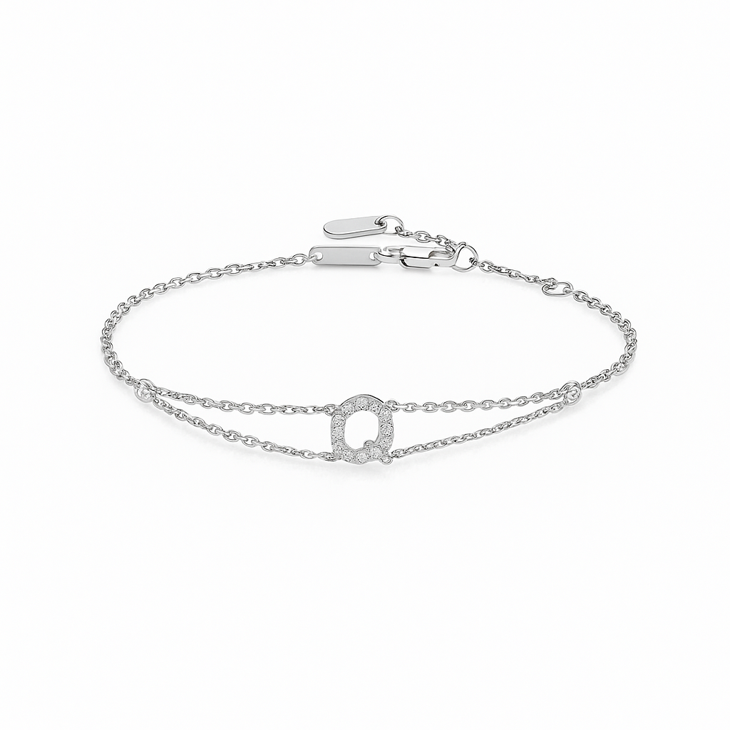 Letter Bracelet “Q” – 18K White Gold
