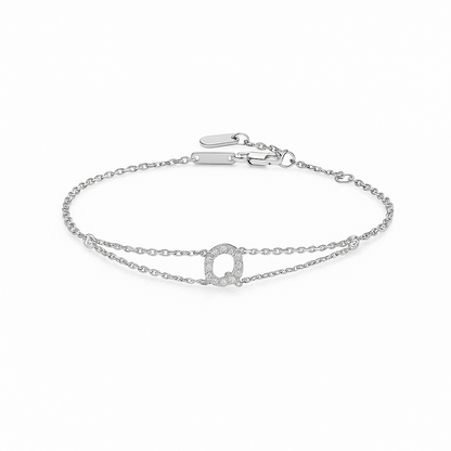 Letter Bracelet “Q” – 18K White Gold