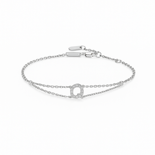 Letter Bracelet “Q” – 18K White Gold
