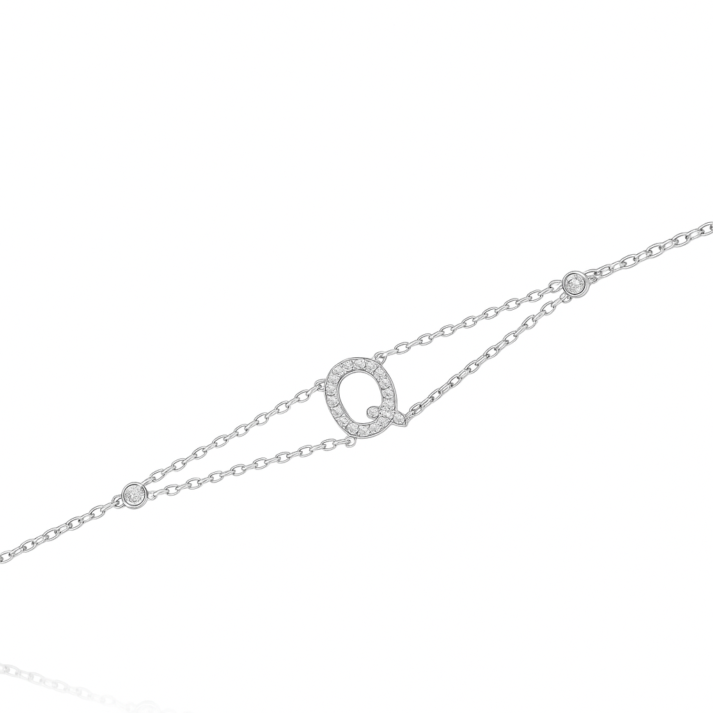 Letter Bracelet “Q” – 18K White Gold