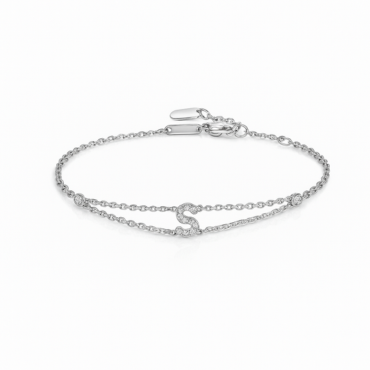 Letter Bracelet “S” – 18K White Gold
