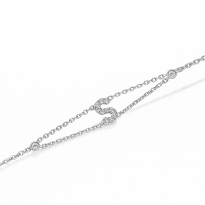 Letter Bracelet “S” – 18K White Gold