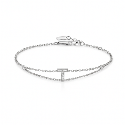 Letter Bracelet “T” – 18K White Gold