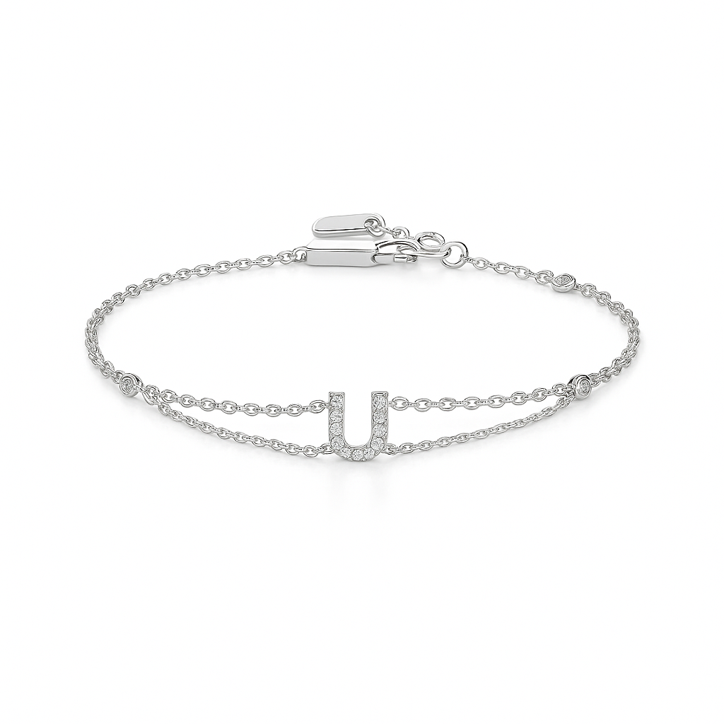 Letter Bracelet “U” – 18K White Gold