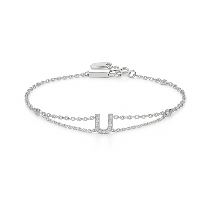 Letter Bracelet “U” – 18K White Gold