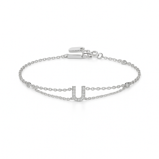 Letter Bracelet “U” – 18K White Gold