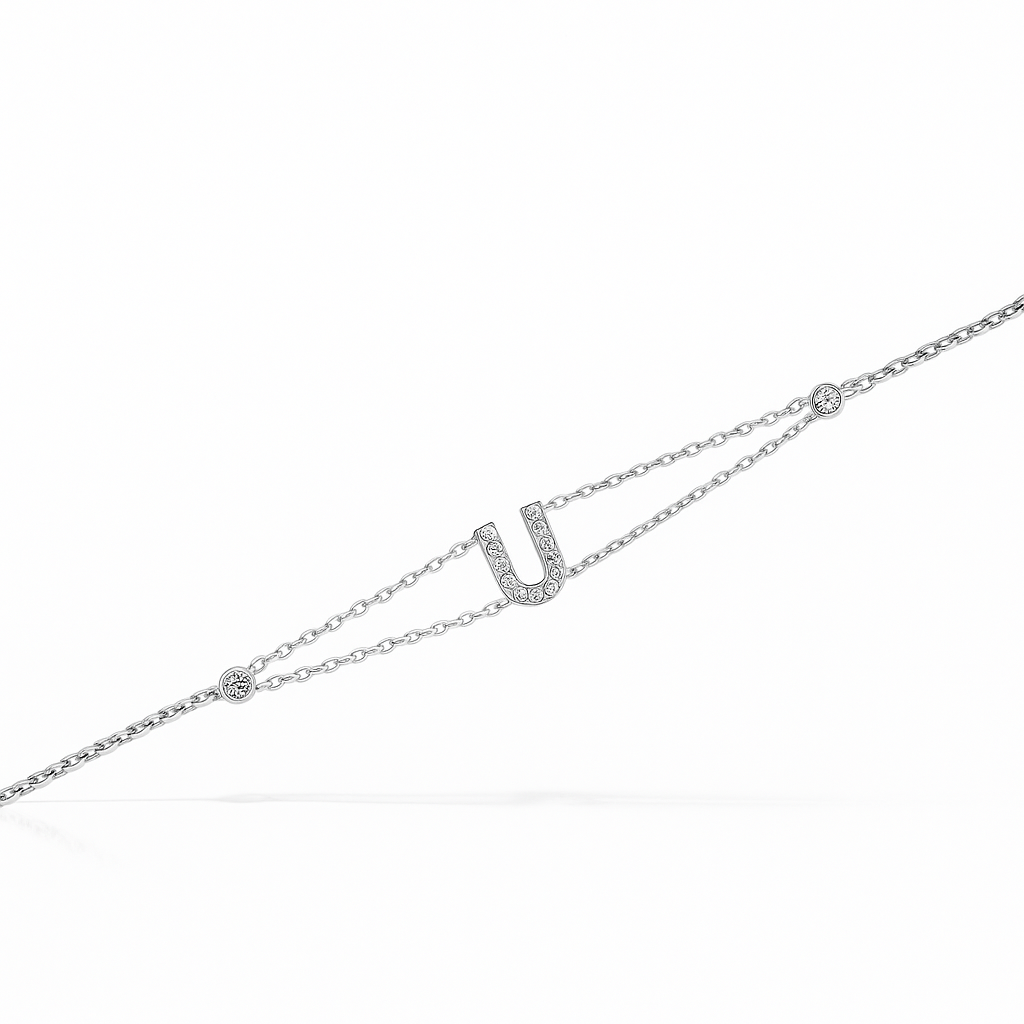 Letter Bracelet “U” – 18K White Gold