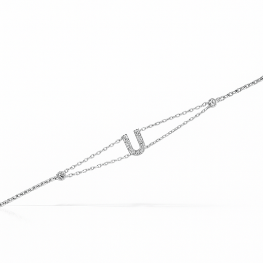 Letter Bracelet “U” – 18K White Gold