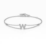 0.14ct - Letter Bracelet “W” – 18K White Gold