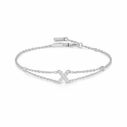 Letter Bracelet “X” – 18K White Gold