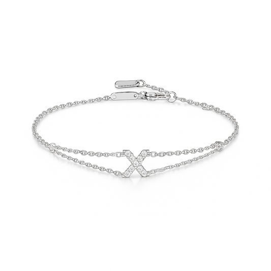 Letter Bracelet “X” – 18K White Gold