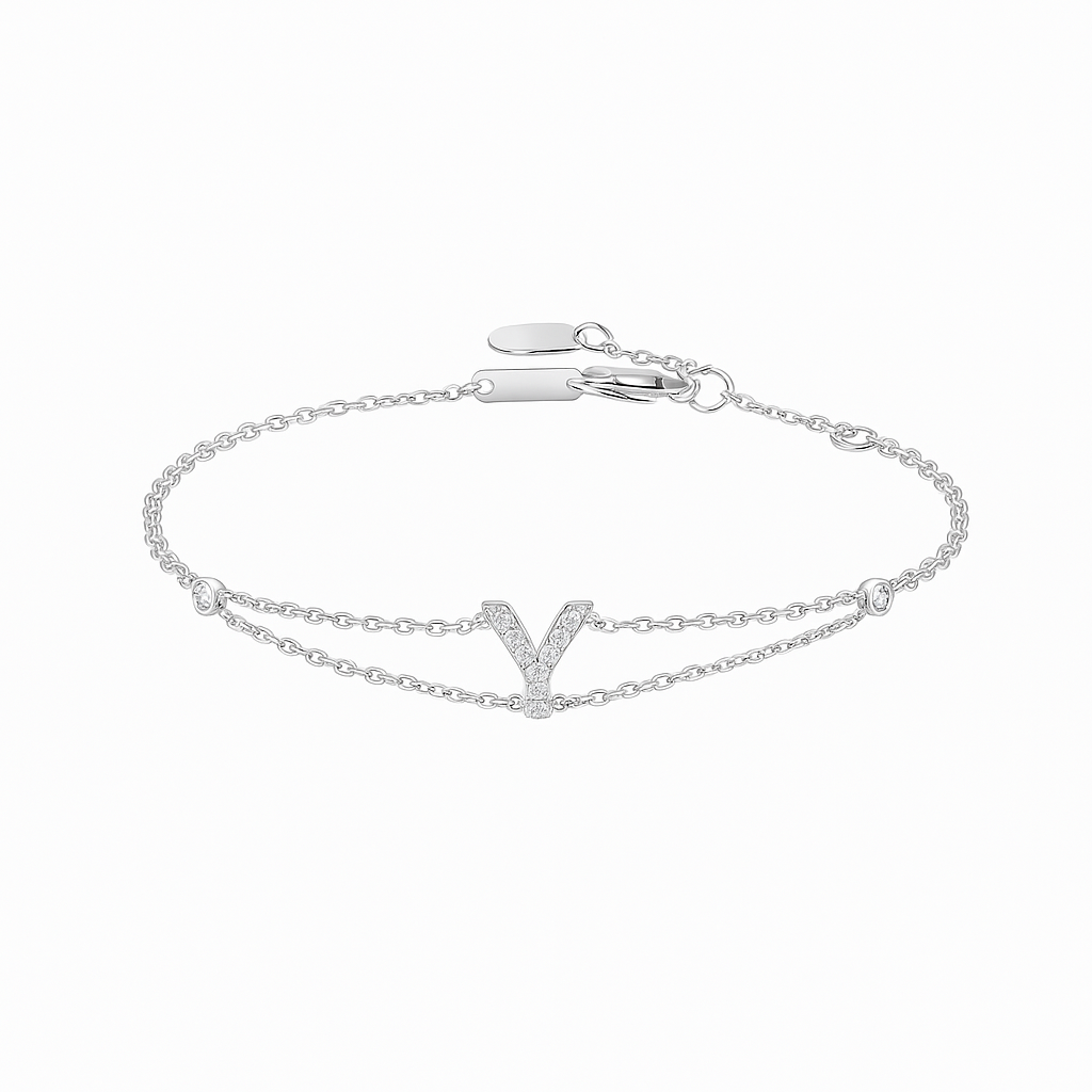 Letter Bracelet “Y” – 18K White Gold