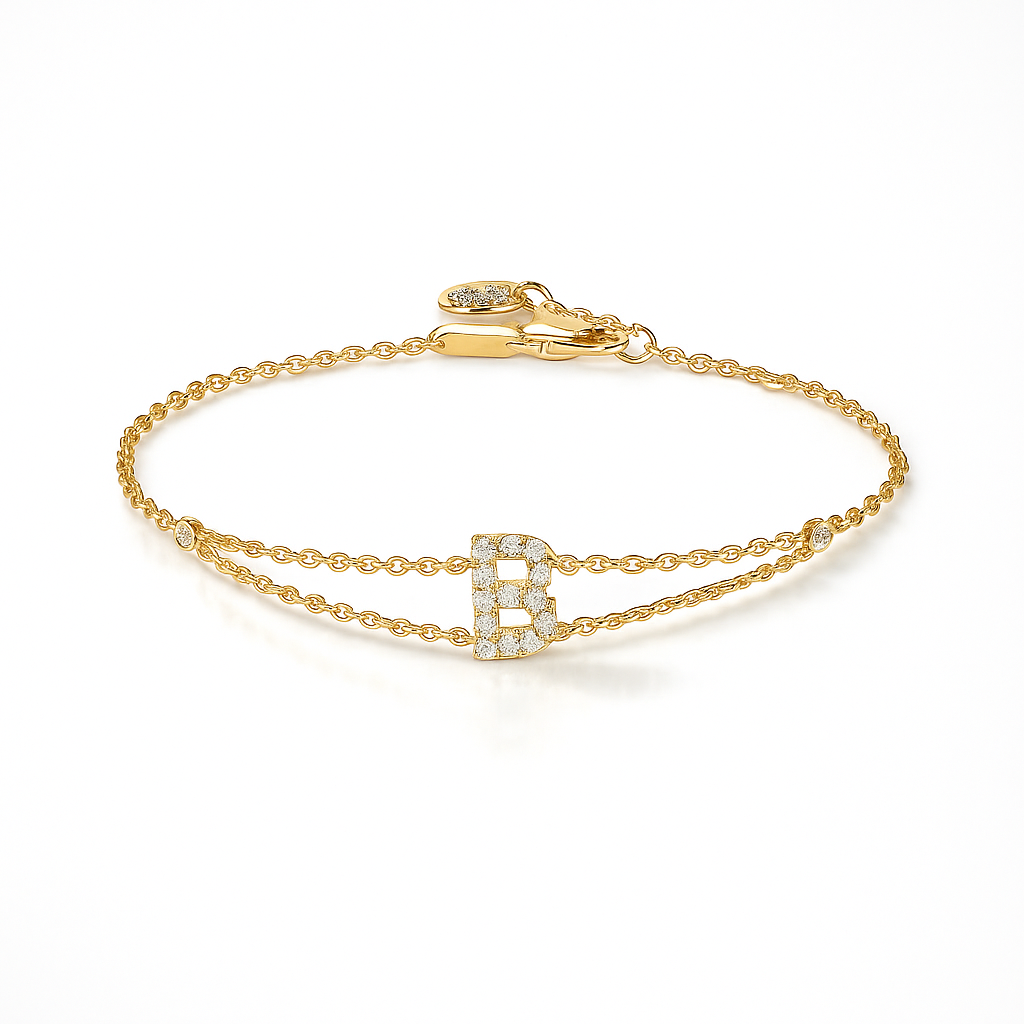 Letter Bracelet “B” – 18K Yellow Gold