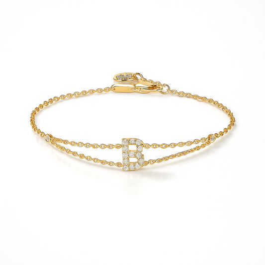 Letter Bracelet “B” – 18K Yellow Gold