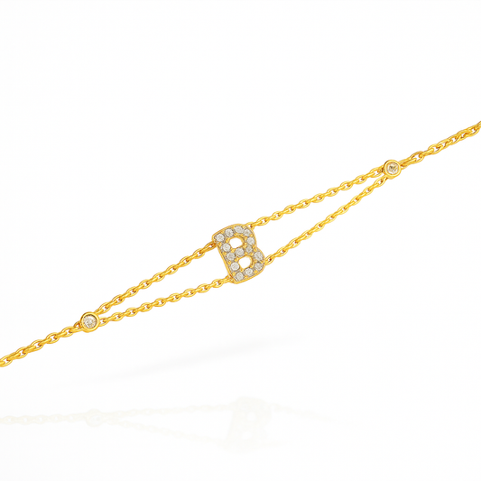 Letter Bracelet “B” – 18K Yellow Gold