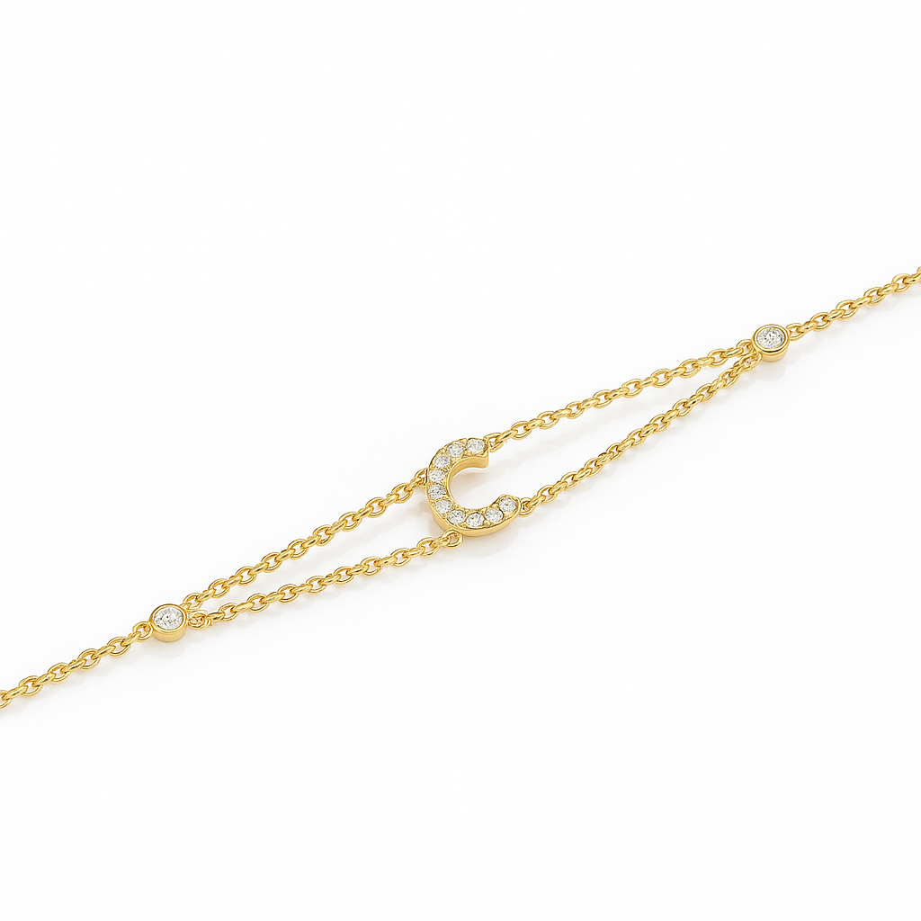 Letter Bracelet “C” – 18K Yellow Gold