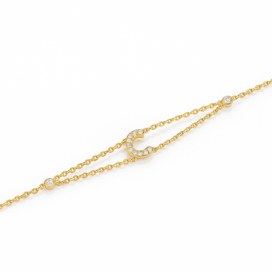 Letter Bracelet “C” – 18K Yellow Gold