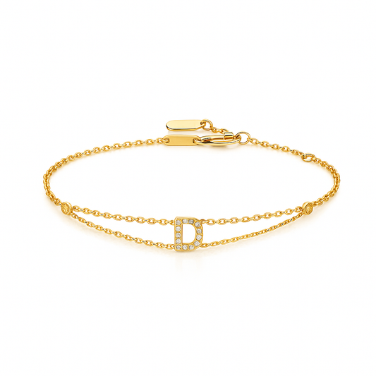 Letter Bracelet “D” – 18K Yellow Gold