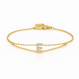 0.10ct - Letter Bracelet “E” – 18K Yellow Gold