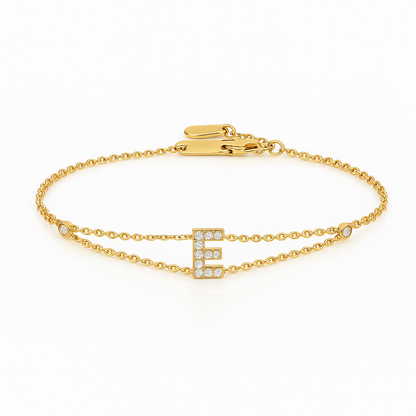 Letter Bracelet “E” – 18K Yellow Gold