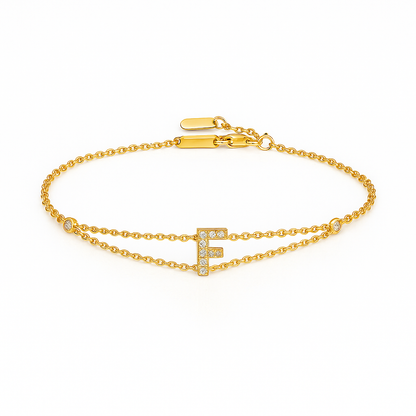 Letter Bracelet “F” – 18K Yellow Gold