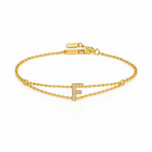 Letter Bracelet “F” – 18K Yellow Gold