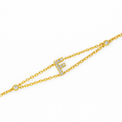 Letter Bracelet “F” – 18K Yellow Gold
