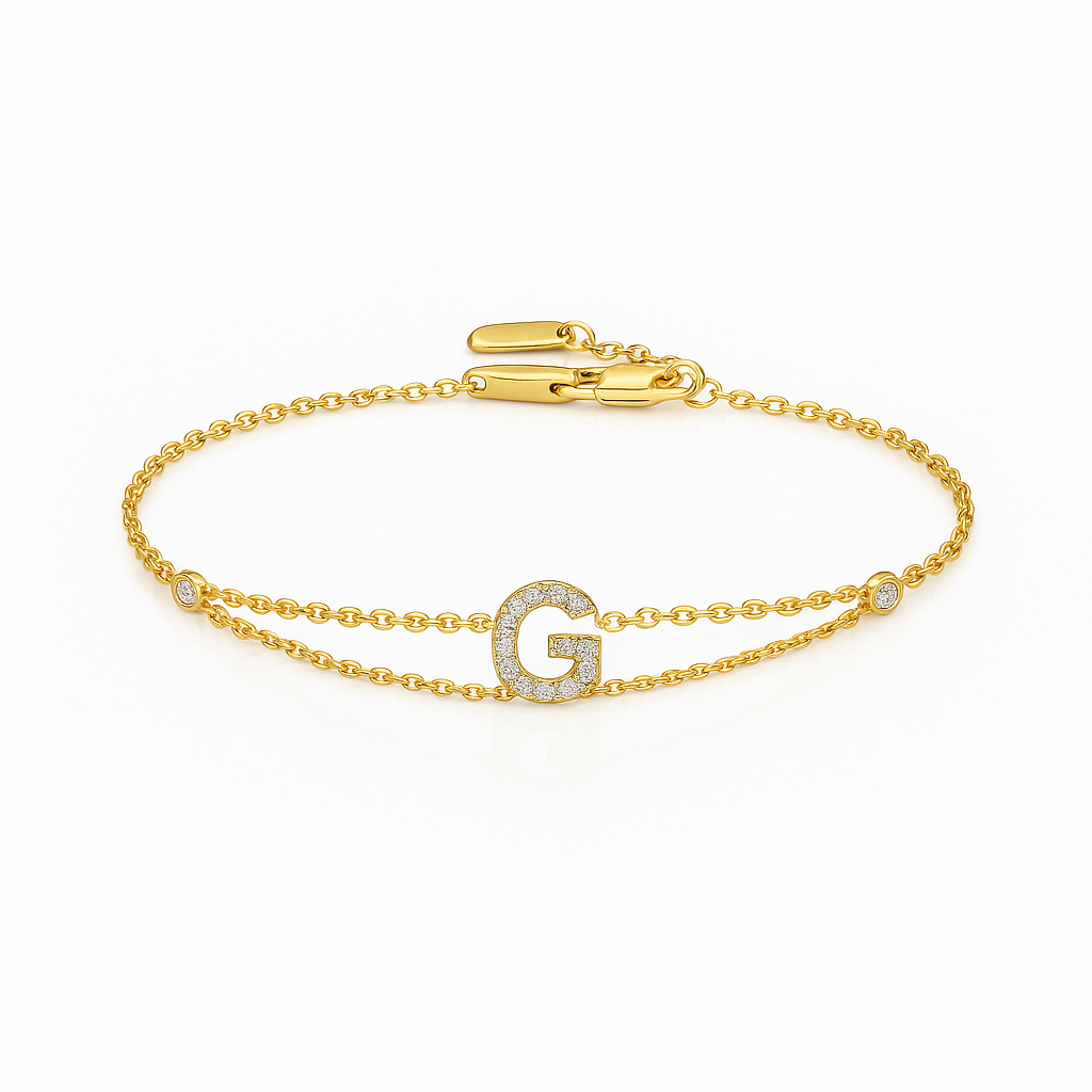 Letter Bracelet “G” – 18K Yellow Gold