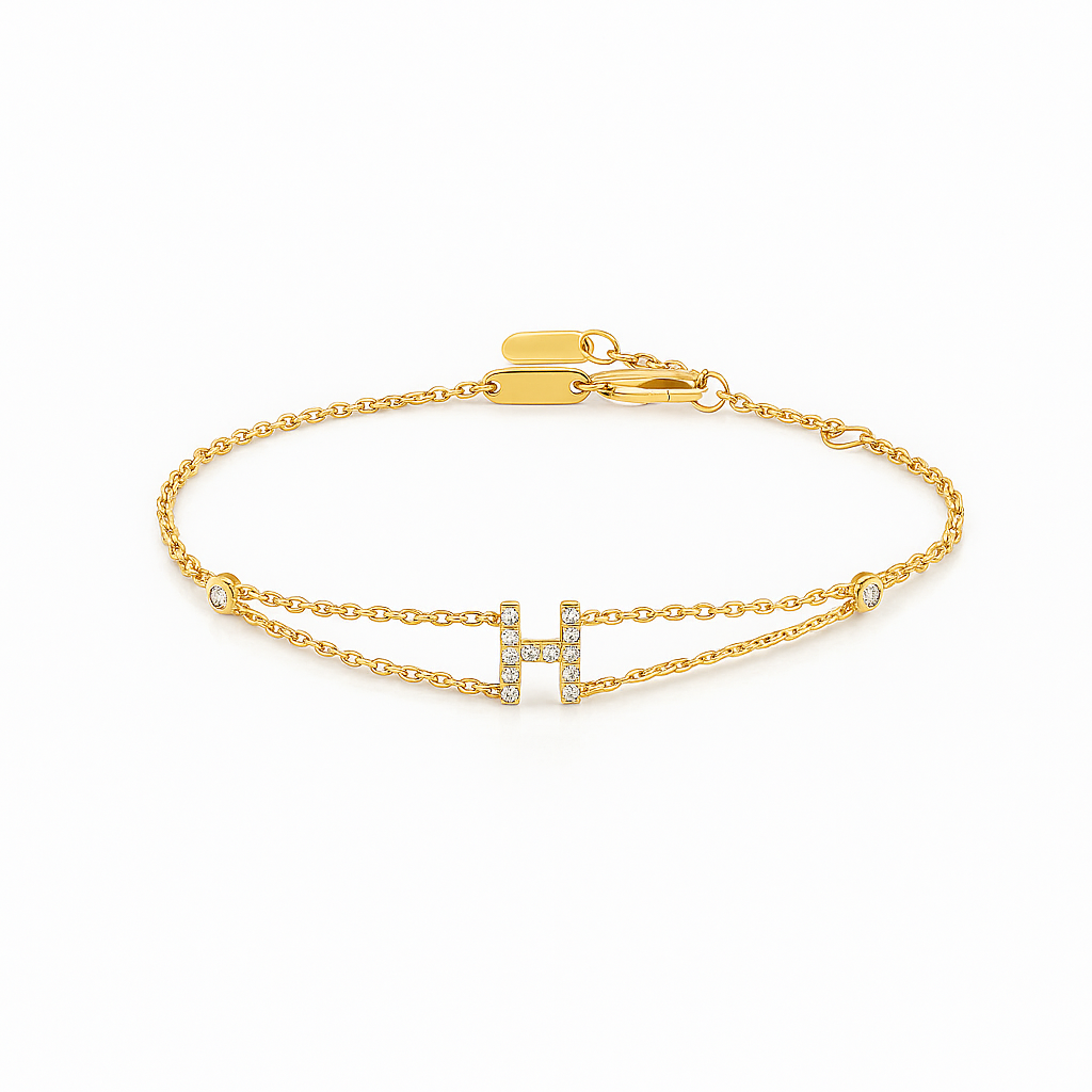 Letter Bracelet “H” – 18K Yellow Gold