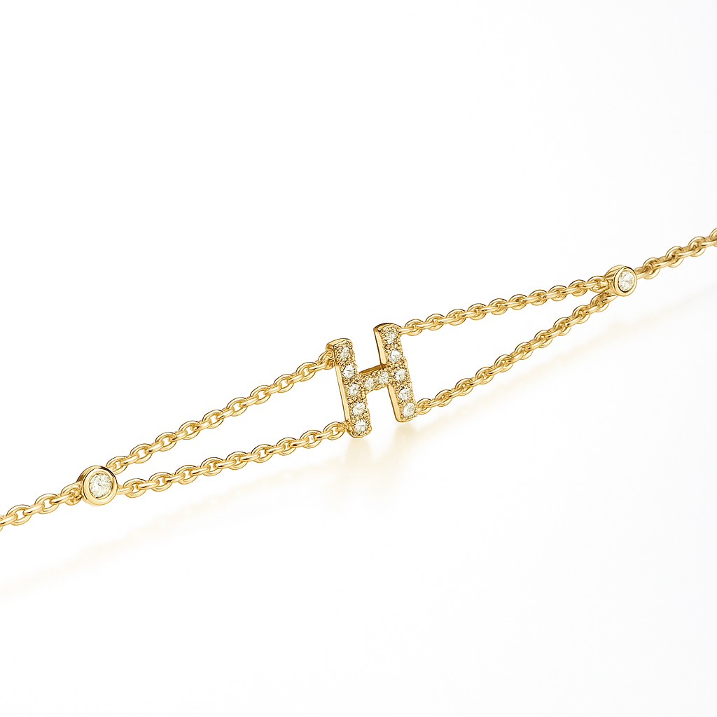 Letter Bracelet “H” – 18K Yellow Gold