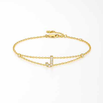 Letter Bracelet “J” – 18K Yellow Gold