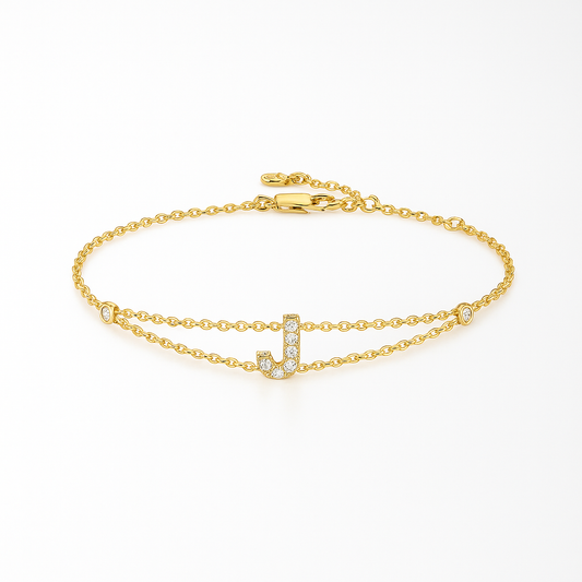 Letter Bracelet “J” – 18K Yellow Gold