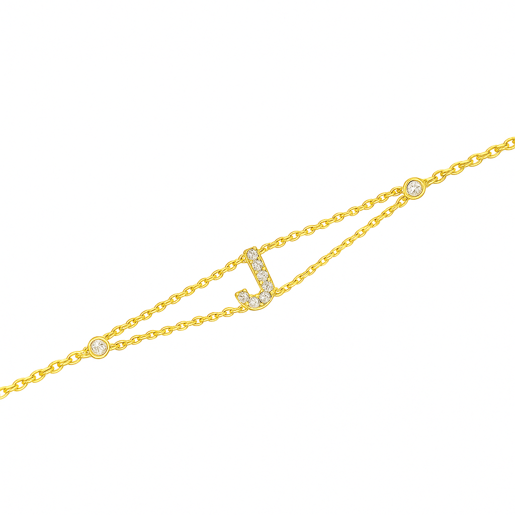 Letter Bracelet “J” – 18K Yellow Gold