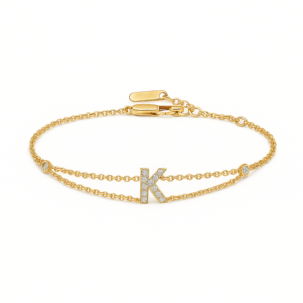 Letter Bracelet “K” – 18K Yellow Gold