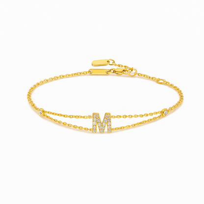Letter Bracelet “M” – 18K Yellow Gold
