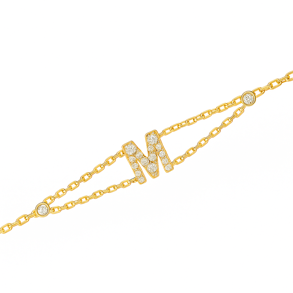 Letter Bracelet “M” – 18K Yellow Gold