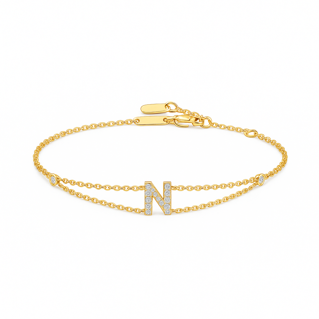 Letter Bracelet “N” – 18K Yellow Gold