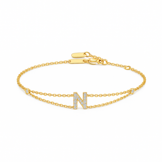 Letter Bracelet “N” – 18K Yellow Gold