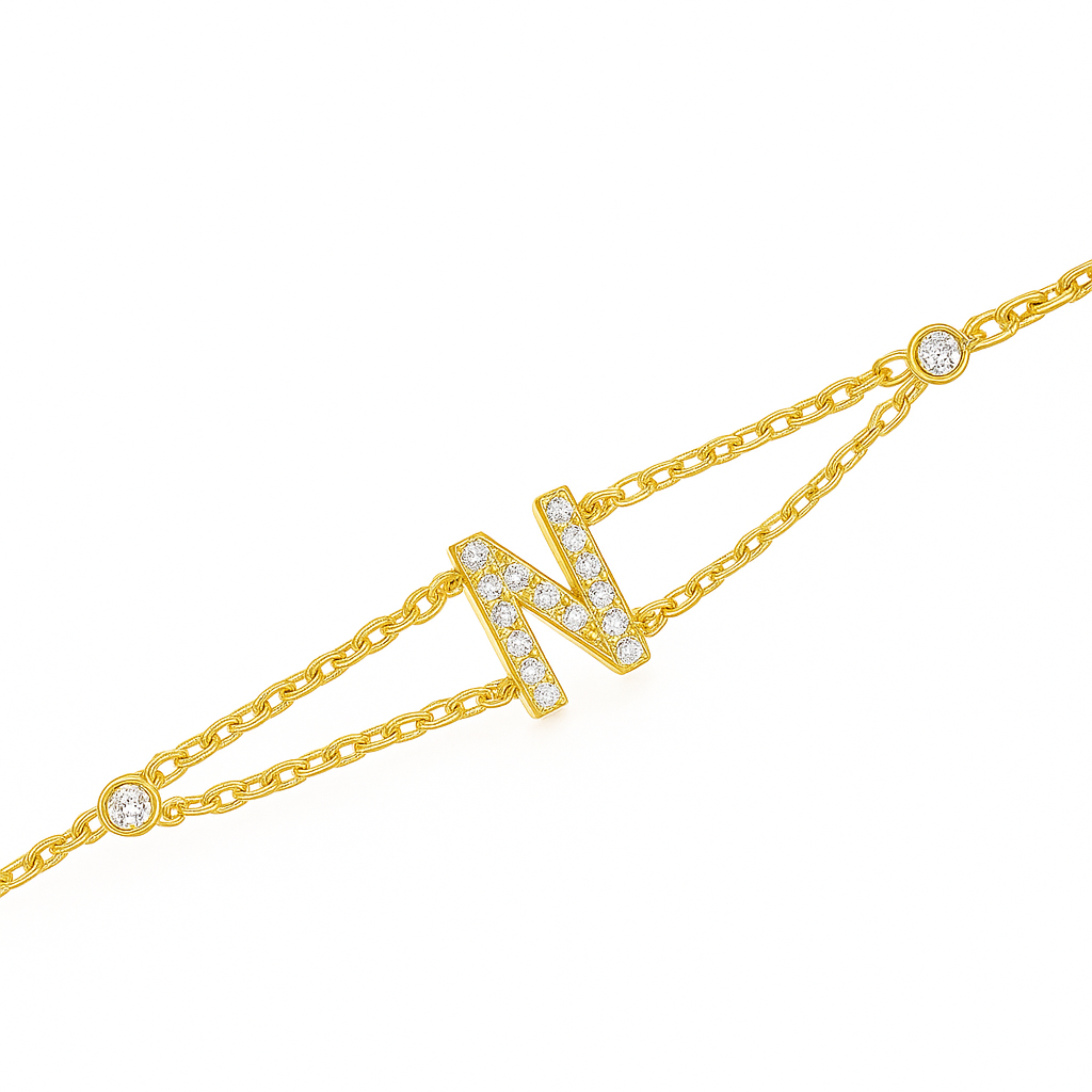 Letter Bracelet “N” – 18K Yellow Gold