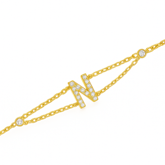 Letter Bracelet “N” – 18K Yellow Gold