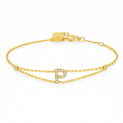 Letter Bracelet “P” – 18K Yellow Gold