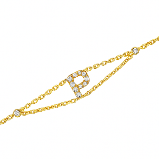Letter Bracelet “P” – 18K Yellow Gold