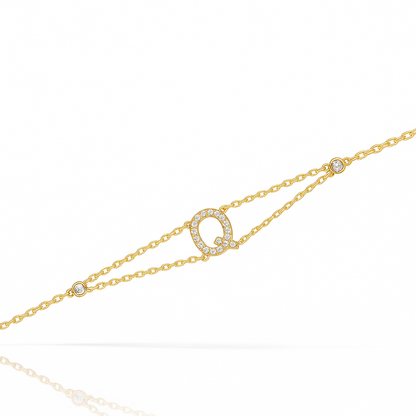 Letter Bracelet “Q” – 18K Yellow Gold