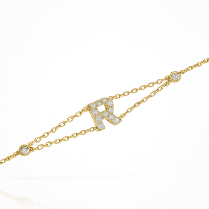 Letter Bracelet “R” – 18K Yellow Gold