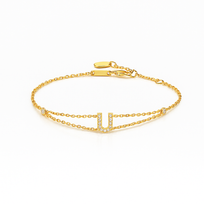 Letter Bracelet “U” – 18K Yellow Gold